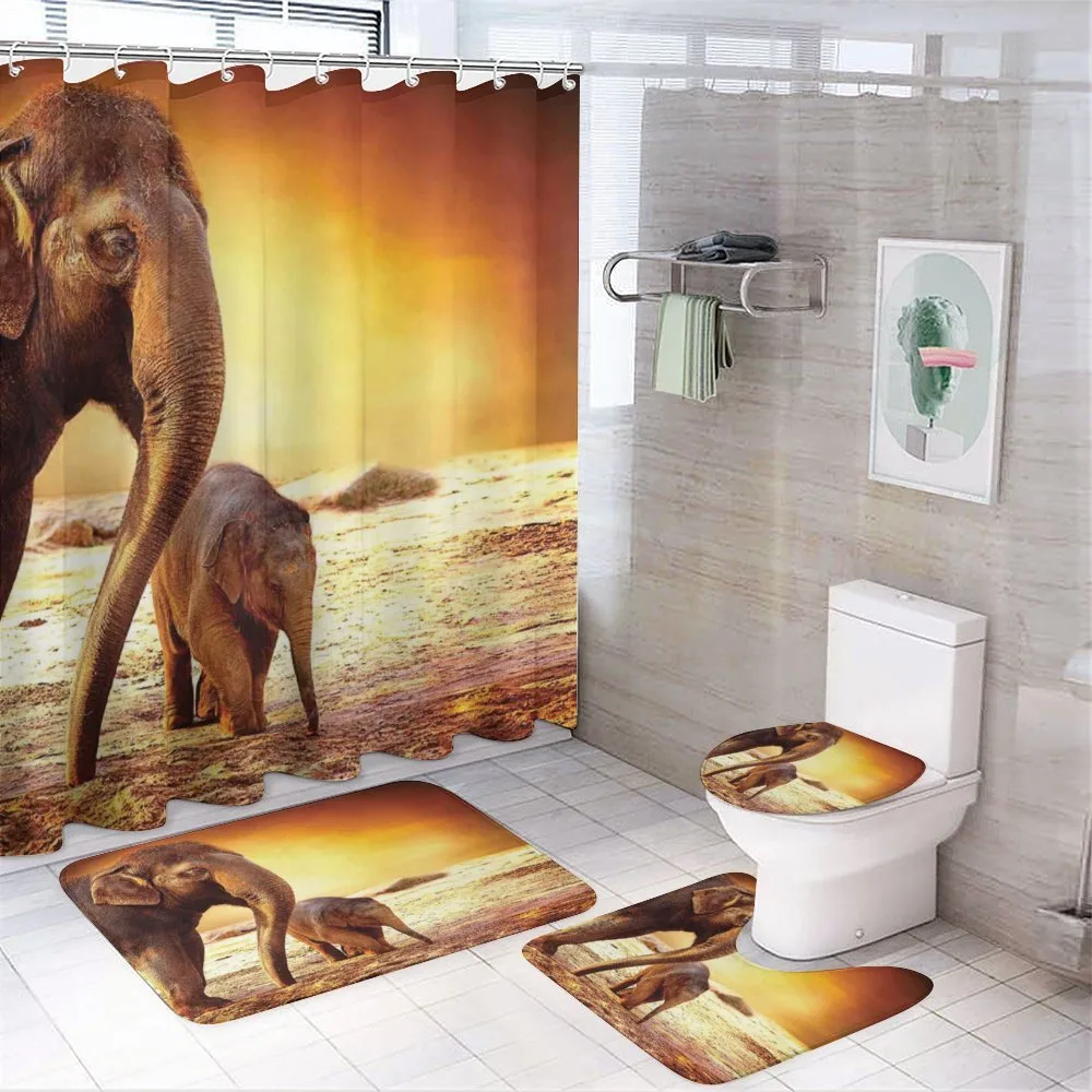 Mother Baby Elephant Family — 4-Piece Bathroom Set preview