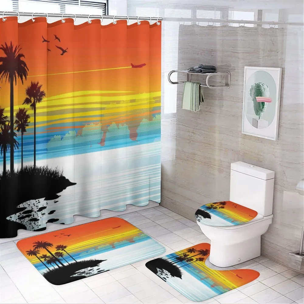 Sunset Sky with Seagulls — 4-Piece Bathroom Set preview