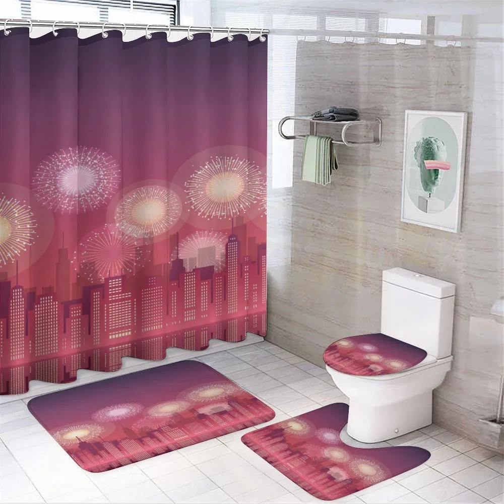 Cityscape Fireworks — 4-Piece Bathroom Set preview