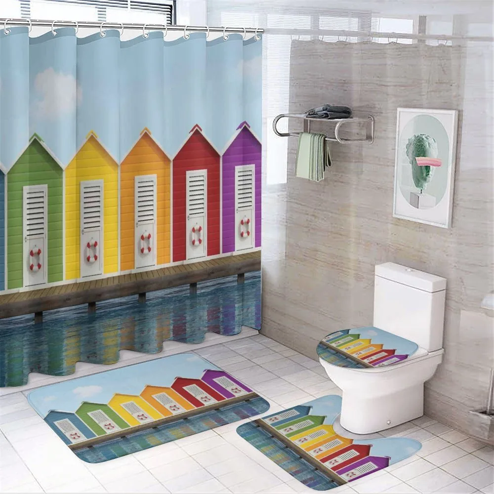 Colorful Cabins Sea 4-Piece Bathroom Set product video