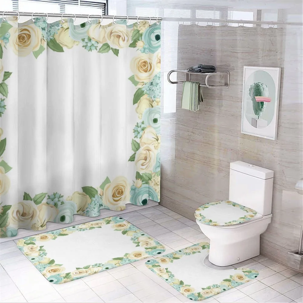 Flower Roses Leaves — 4-Piece Bathroom Set preview