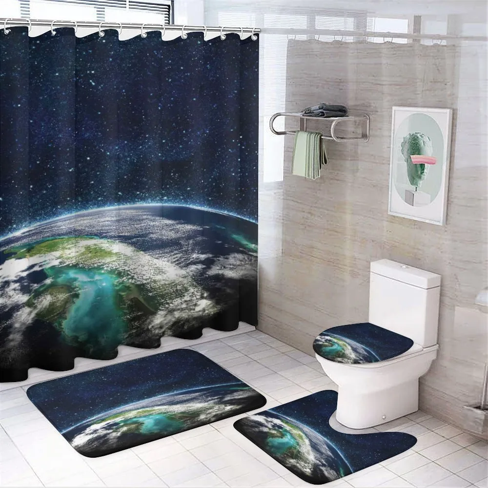 Nebula Earth and Stars — 4-Piece Bathroom Set preview