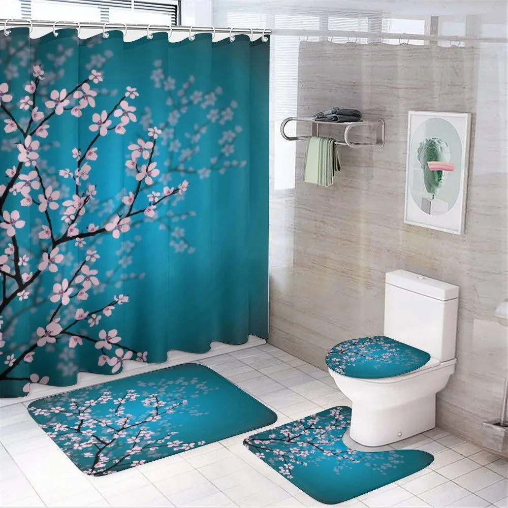 Ombre Spring Sakuras 4-Piece Bathroom Set product video