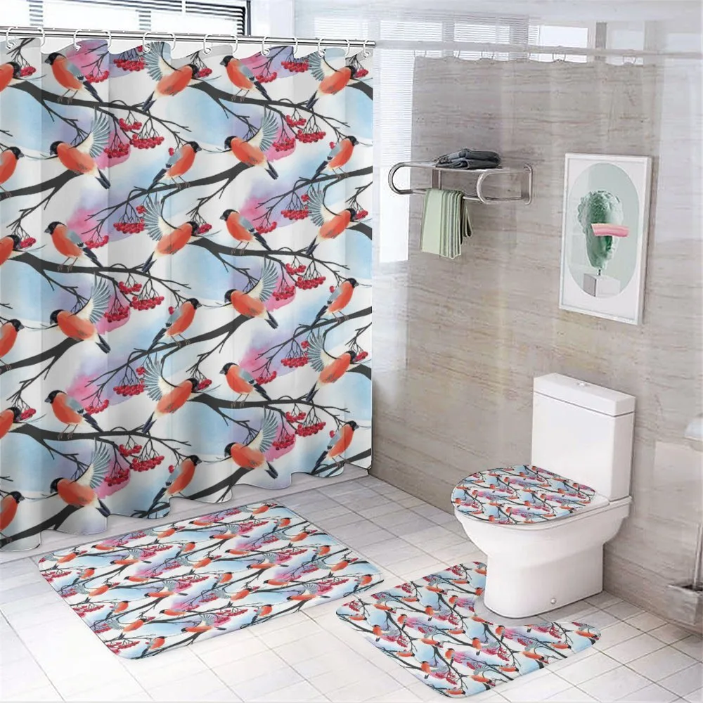 Bullfinch Birds on Shrubs — 4-Piece Bathroom Set preview