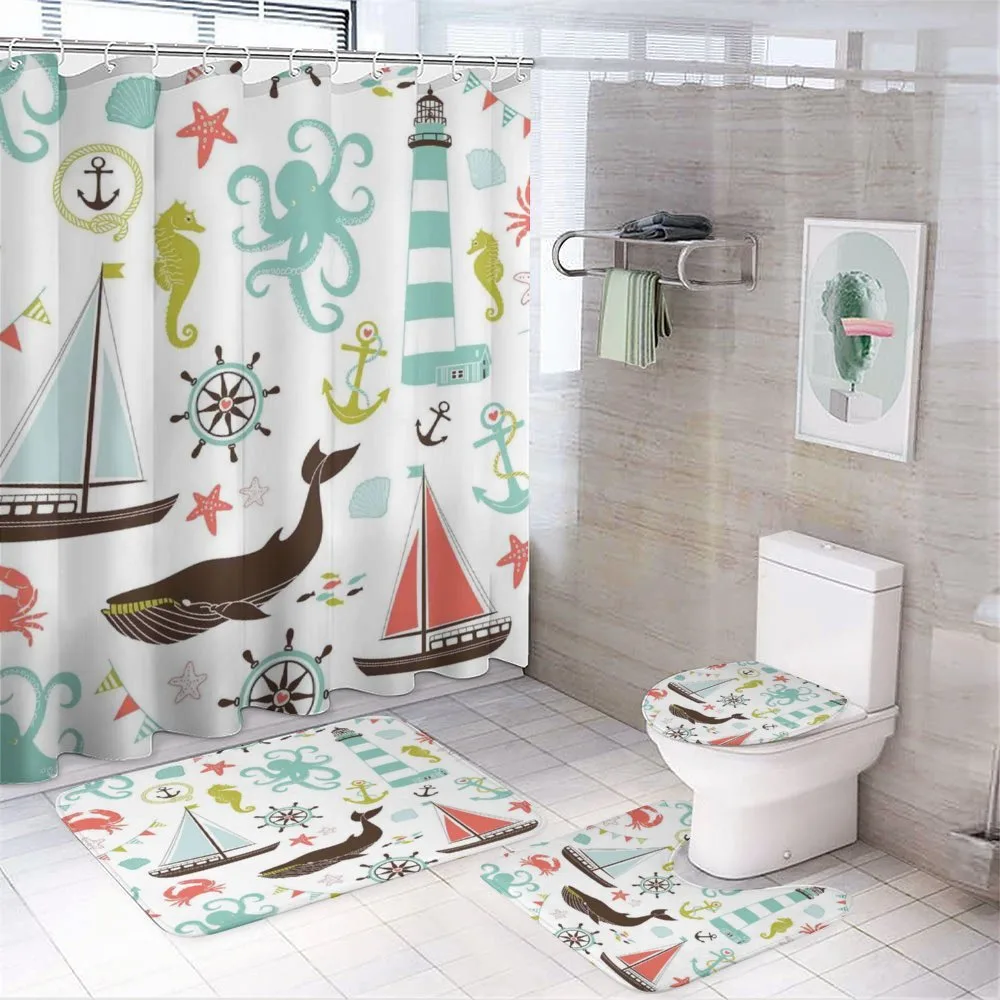 Pastel Marine Elements — 4-Piece Bathroom Set preview