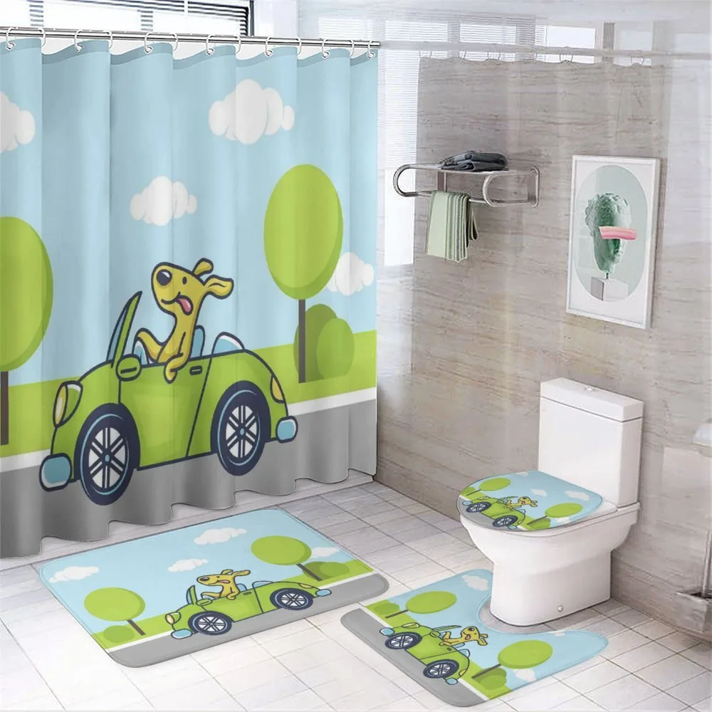 Puppy on the Road — 4-Piece Bathroom Set preview