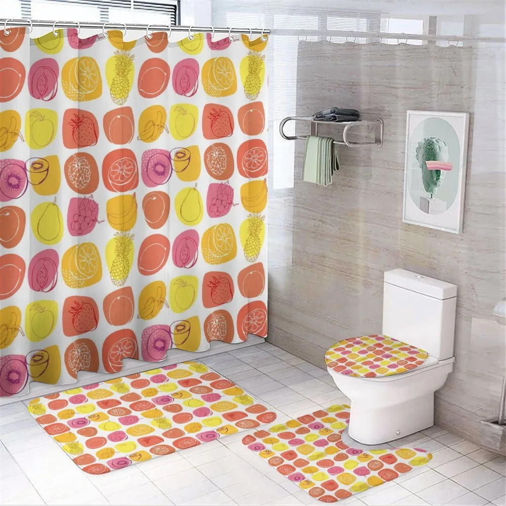 Retro Food Caricatures — 4-Piece Bathroom Set preview