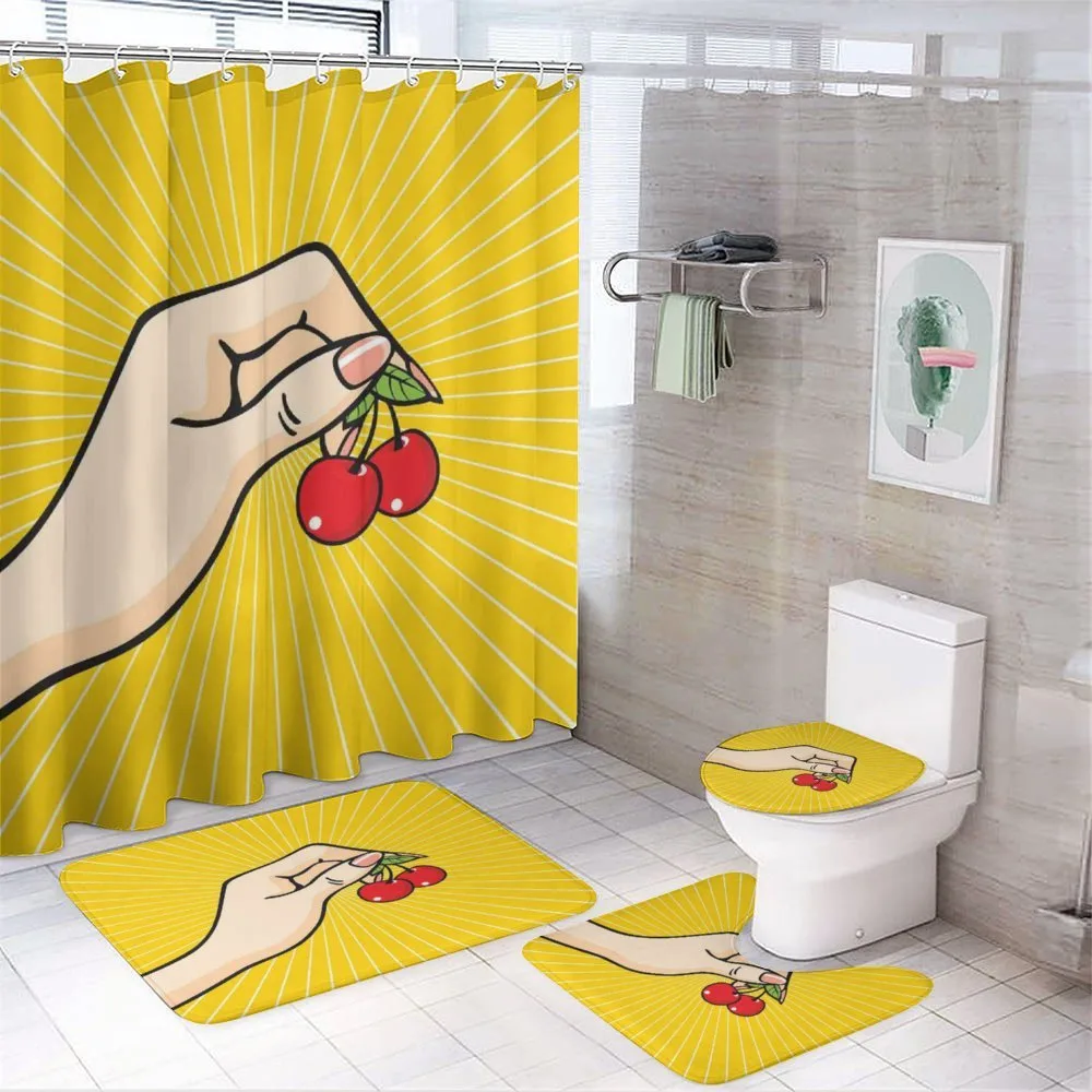 Retro Pop Art Cherries — 4-Piece Bathroom Set preview