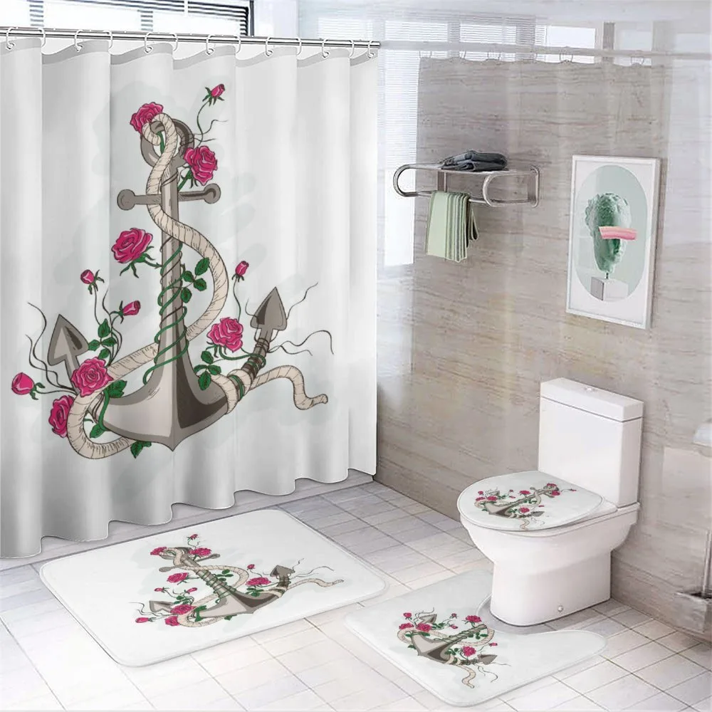 Romantic Sea Anchor Rope — 4-Piece Bathroom Set preview