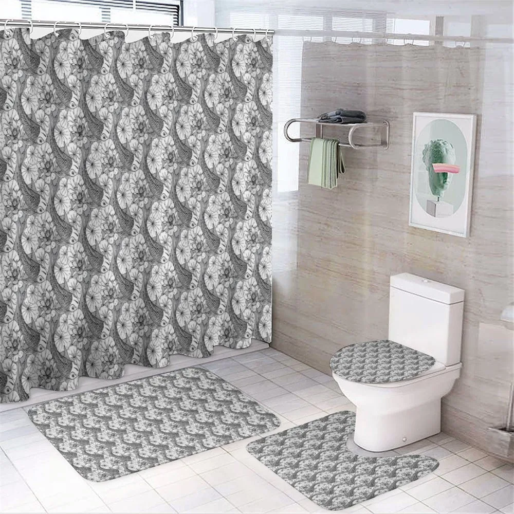 Sketch Style Carp Koi — 4-Piece Bathroom Set preview