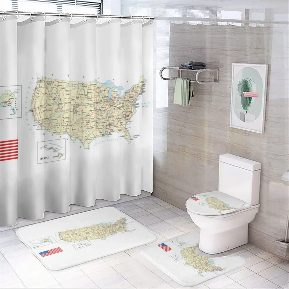 USA Detailed Country Map 4-Piece Bathroom Set product video