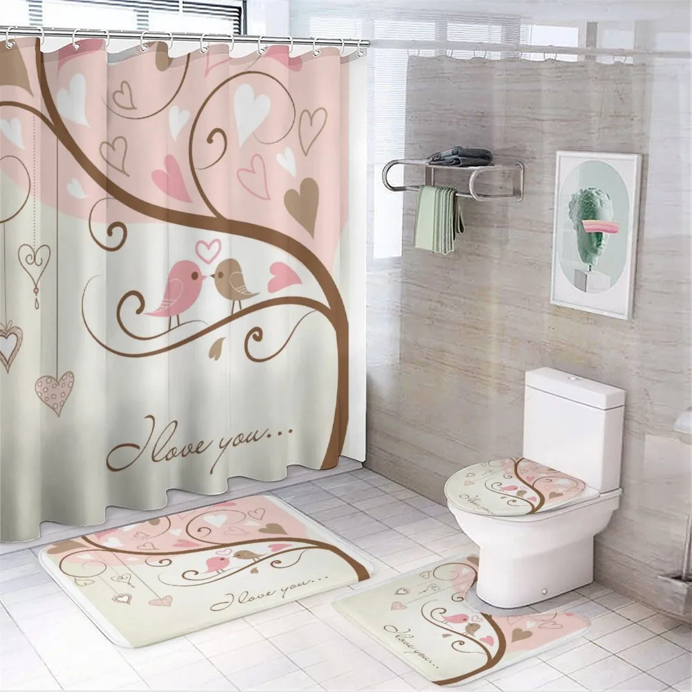 2 Birds Romance Motif — 4-Piece Bathroom Set preview