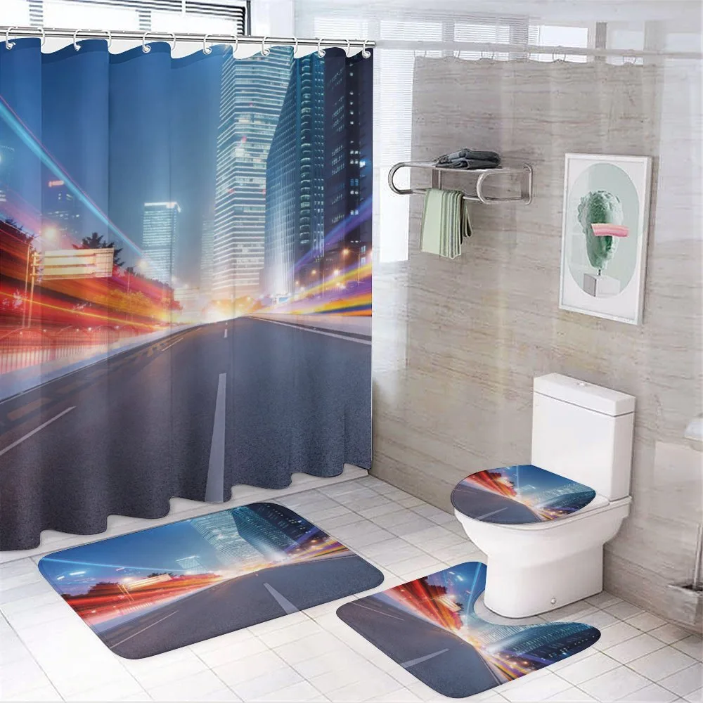 Asphalt Road Modern City — 4-Piece Bathroom Set preview