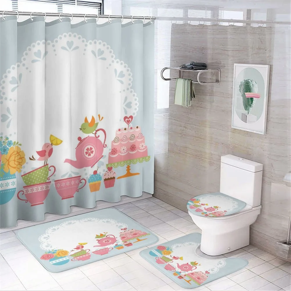 Birds Drinking Tea — 4-Piece Bathroom Set preview