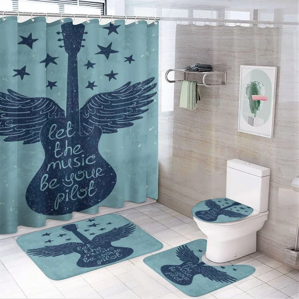 Guitar Wings Stars Words — 4-Piece Bathroom Set preview