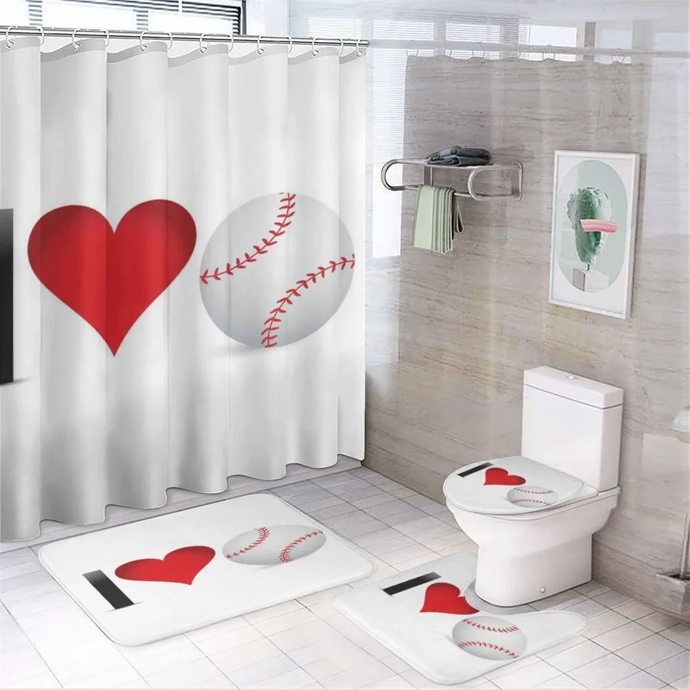 I Love Baseball Heart — 4-Piece Bathroom Set preview