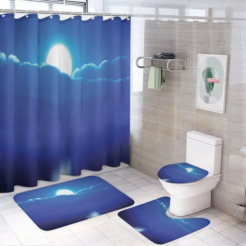 Moonlit Sky and Clouds — 4-Piece Bathroom Set preview
