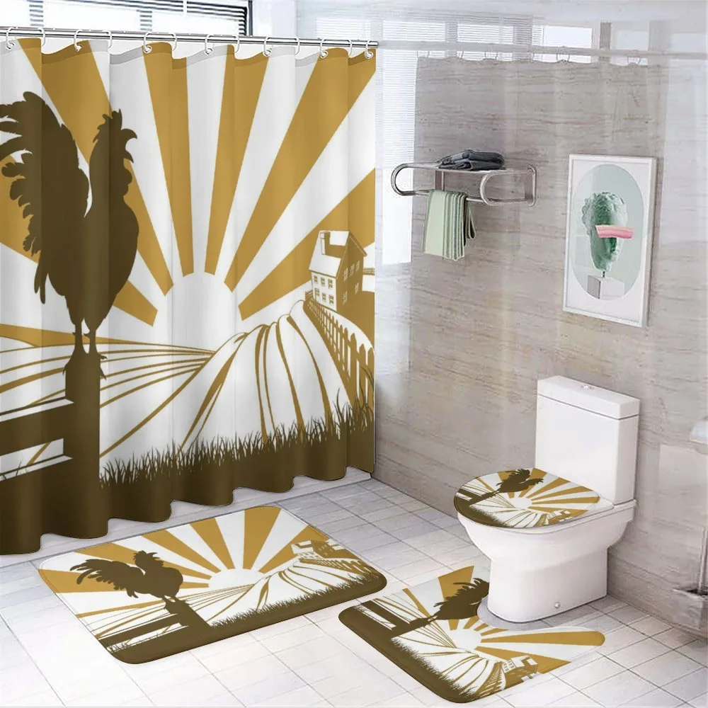 Rooster Retro Country Sunrise — 4-Piece Bathroom Set preview