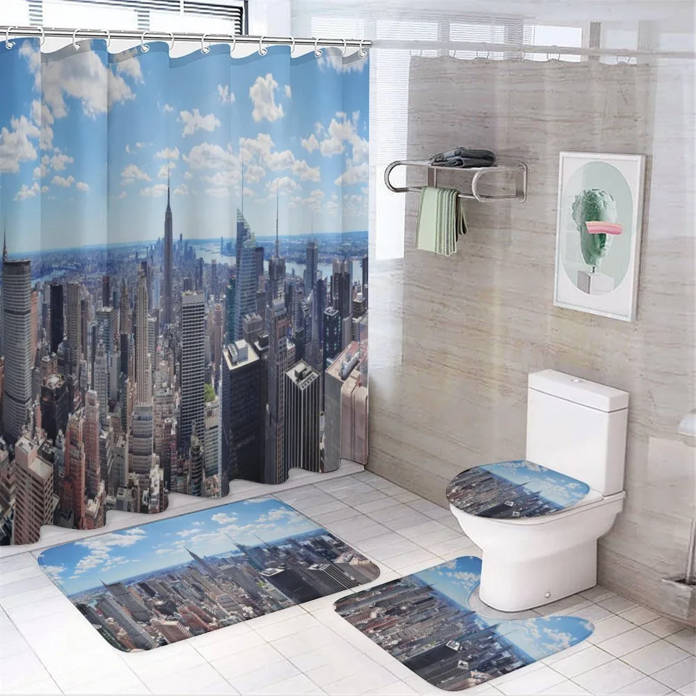Skyscrapers Aerial View — 4-Piece Bathroom Set preview