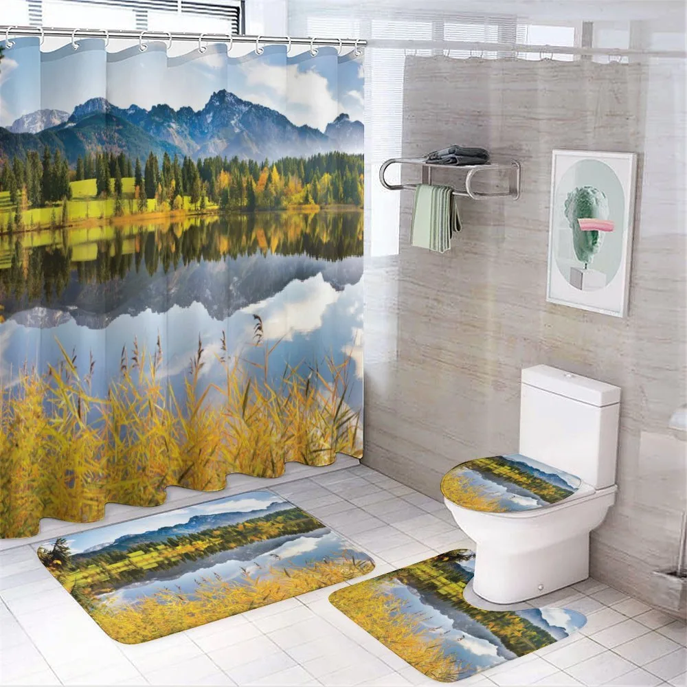 Country Scene and Lake — 4-Piece Bathroom Set preview