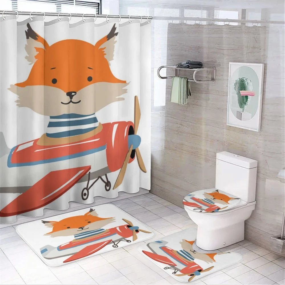 Funny Animal in Little Airplane — 4-Piece Bathroom Set preview