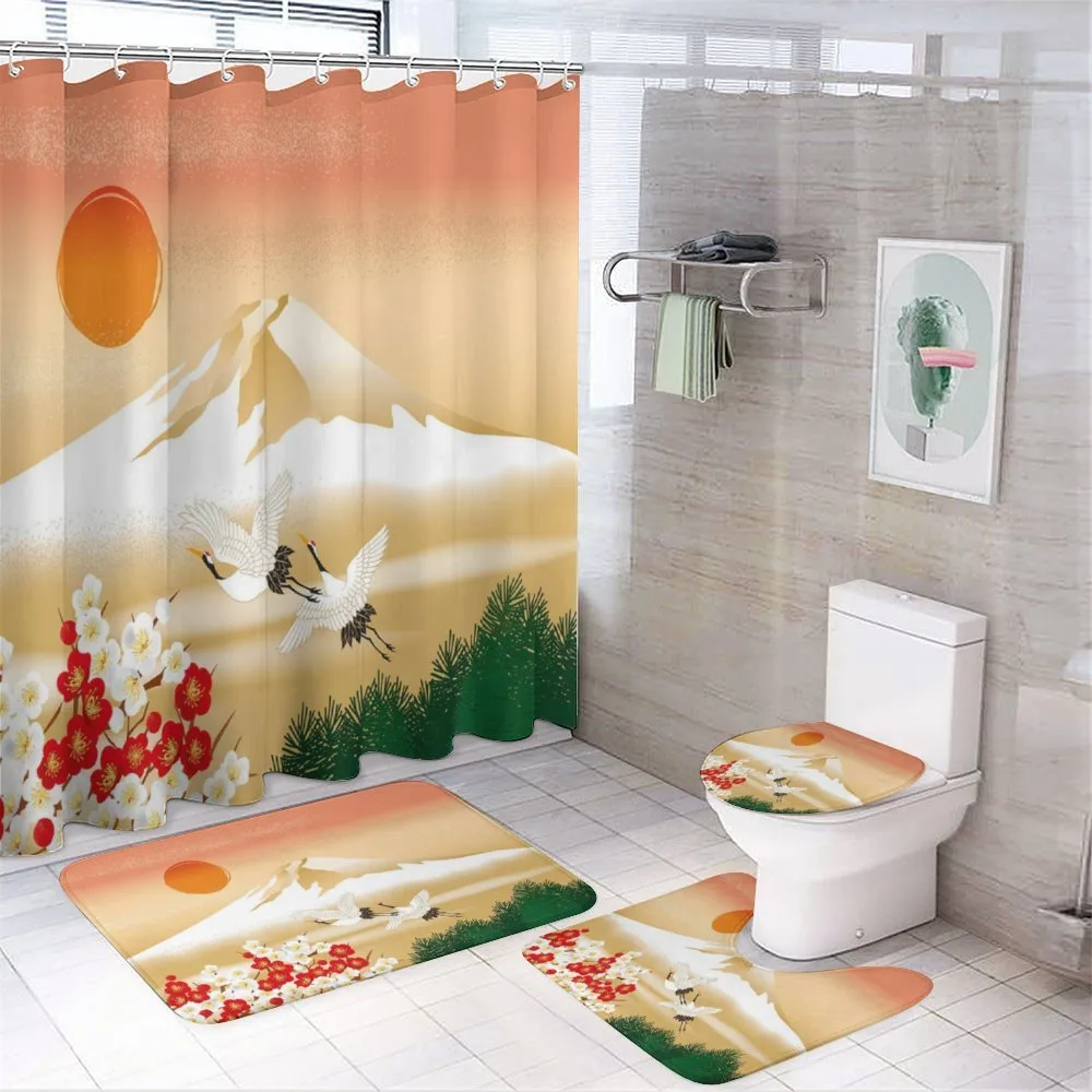 Japanese Landscape and Birds — 4-Piece Bathroom Set preview