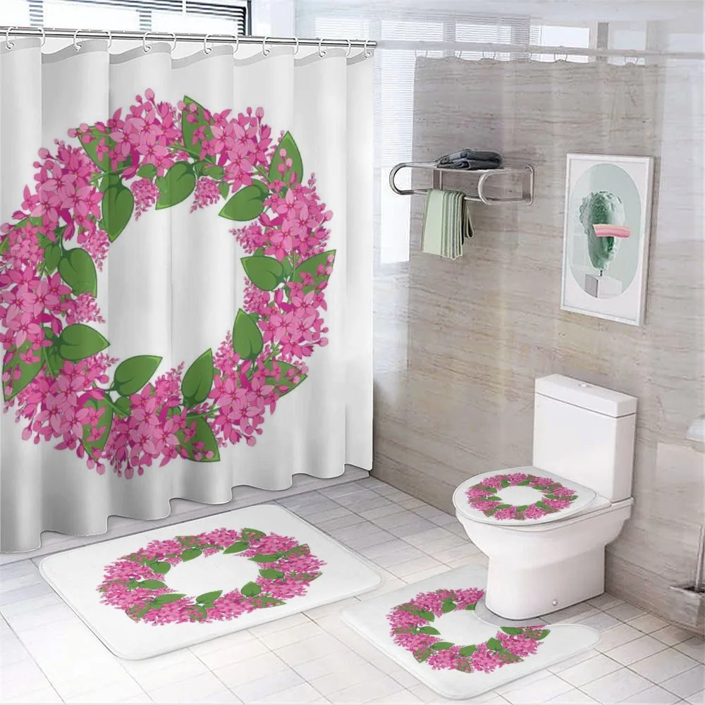 Pink Blossoms Wreath — 4-Piece Bathroom Set preview