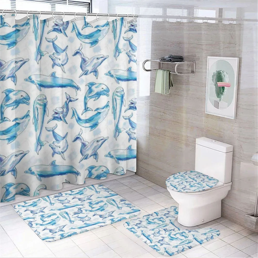 Sketch of Dolphins — 4-Piece Bathroom Set preview