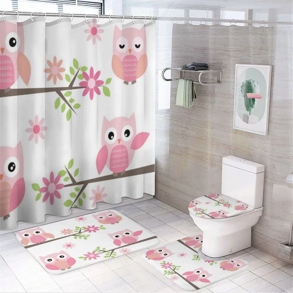 Spring Floral Baby Owls — 4-Piece Bathroom Set preview