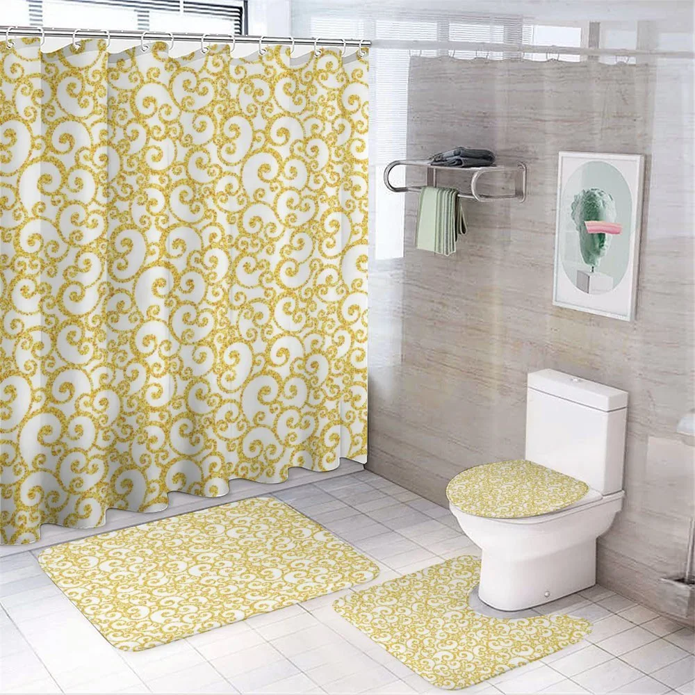 Swirling Lines Floral — 4-Piece Bathroom Set preview