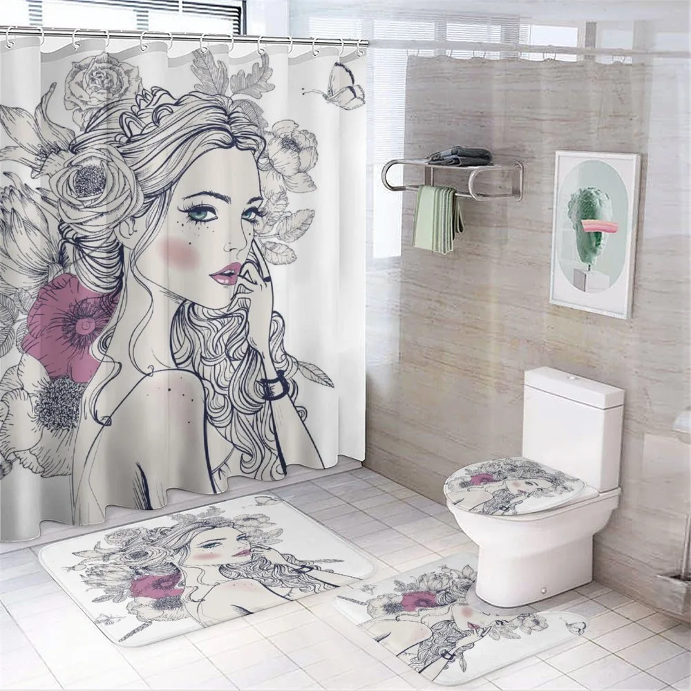 Butterfly Woman Portrait — 4-Piece Bathroom Set preview