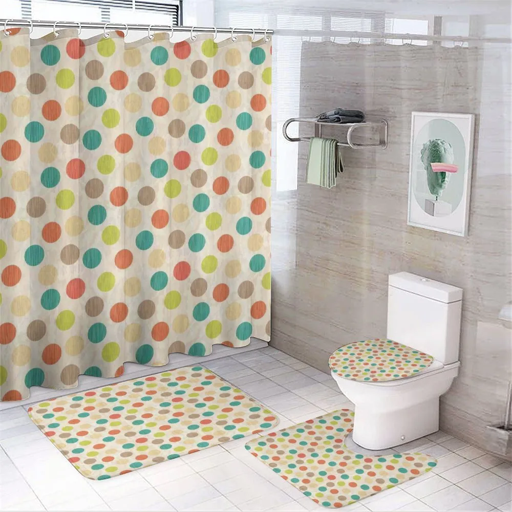 Colorful Circles Grungy 4-Piece Bathroom Set product video