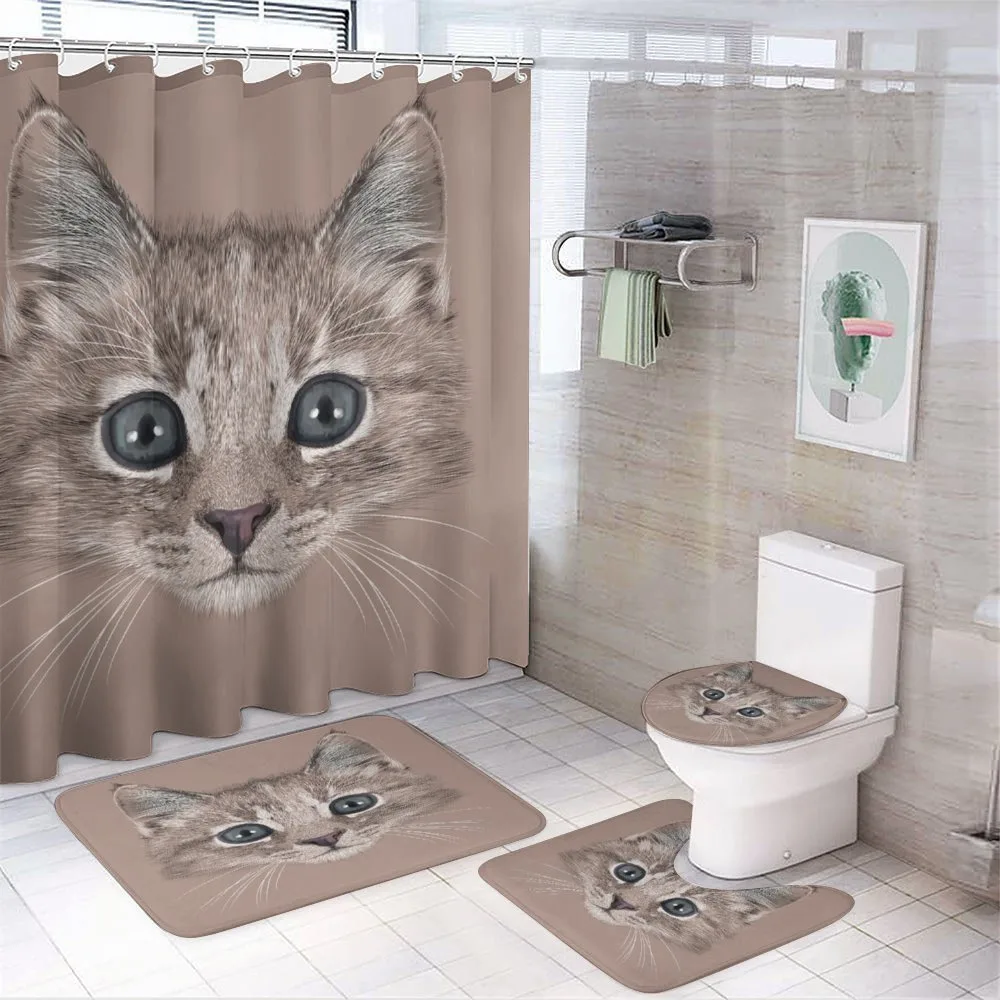 Domestic Cat Face — 4-Piece Bathroom Set preview