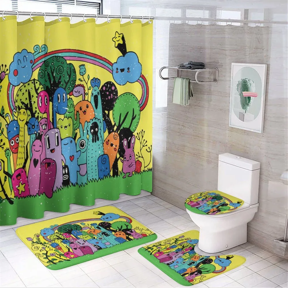 Hand Drawn Crazy Doodle — 4-Piece Bathroom Set preview