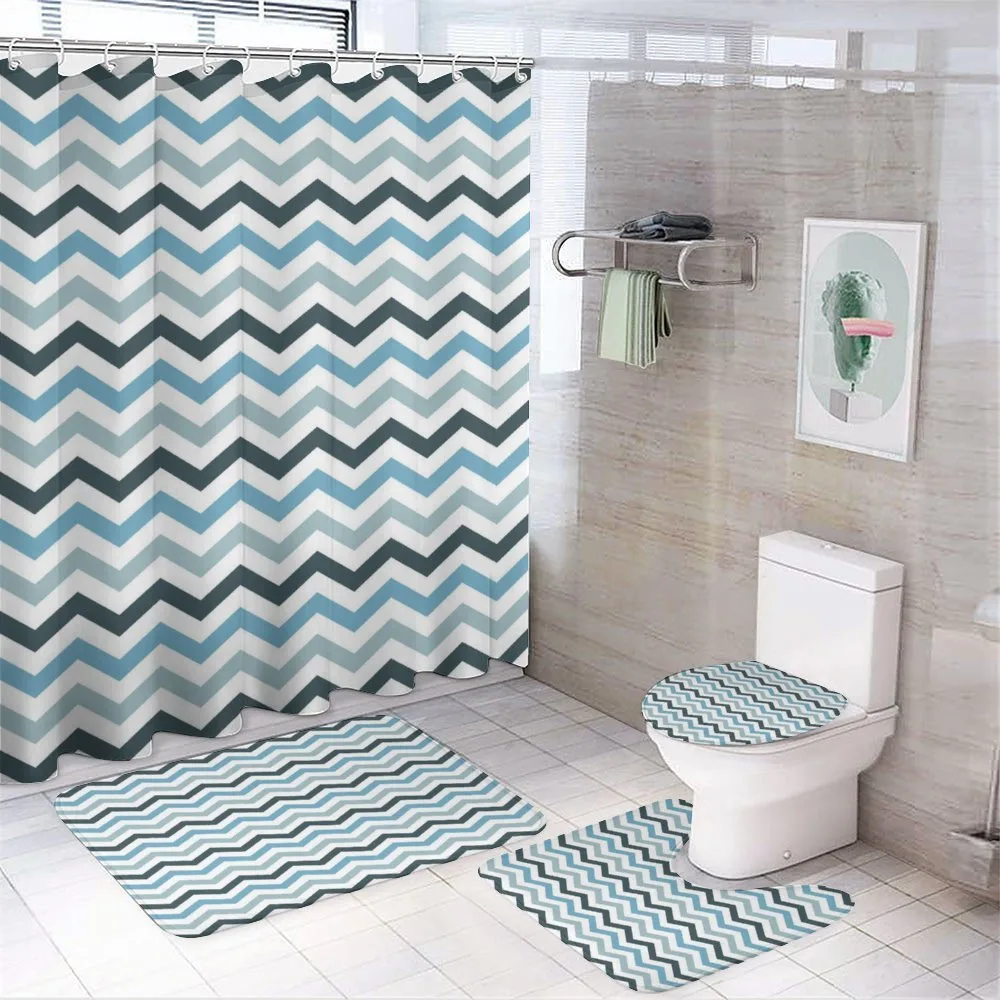 Ocean Zig Zag Chevron Line — 4-Piece Bathroom Set preview