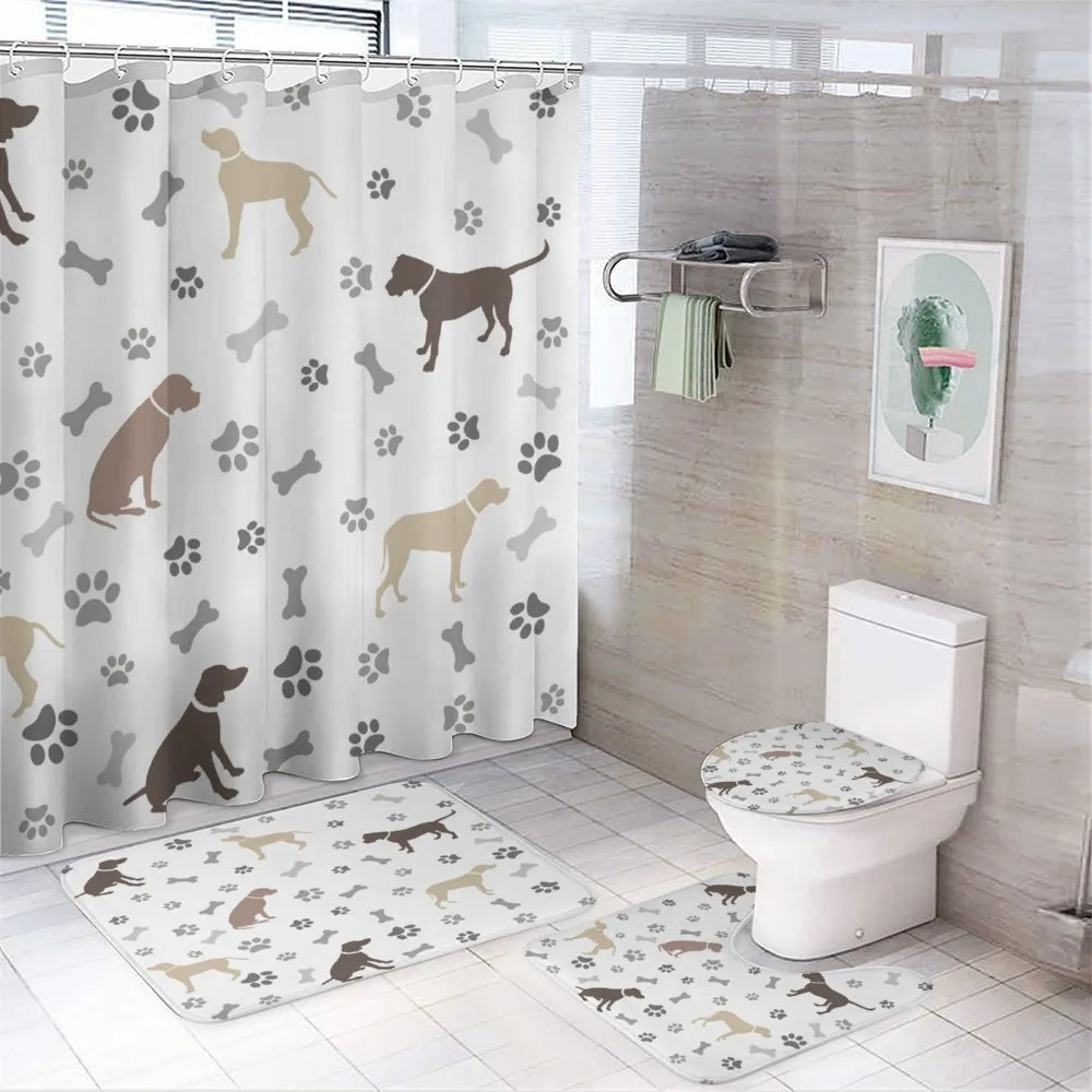 Paw Print and Bones — 4-Piece Bathroom Set preview