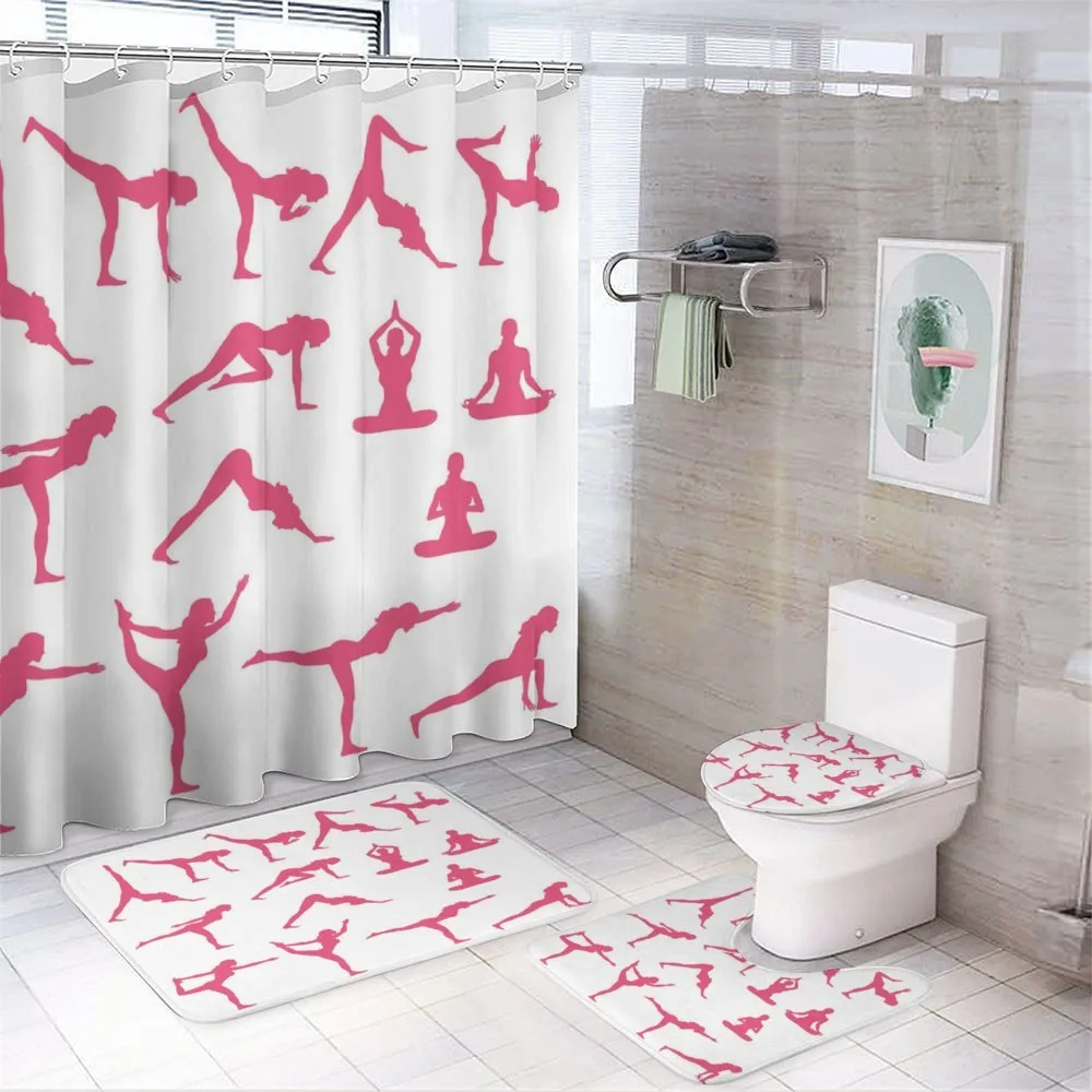 Pink Silhouettes Flexing — 4-Piece Bathroom Set preview