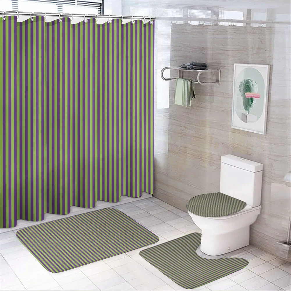 Blue Green Bold Stripes — 4-Piece Bathroom Set preview