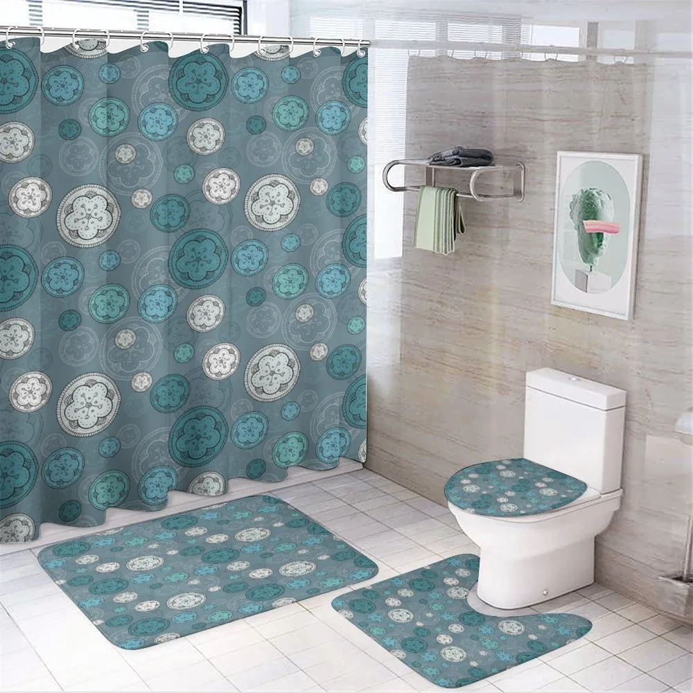 Circles Flowers Graphic — 4-Piece Bathroom Set preview
