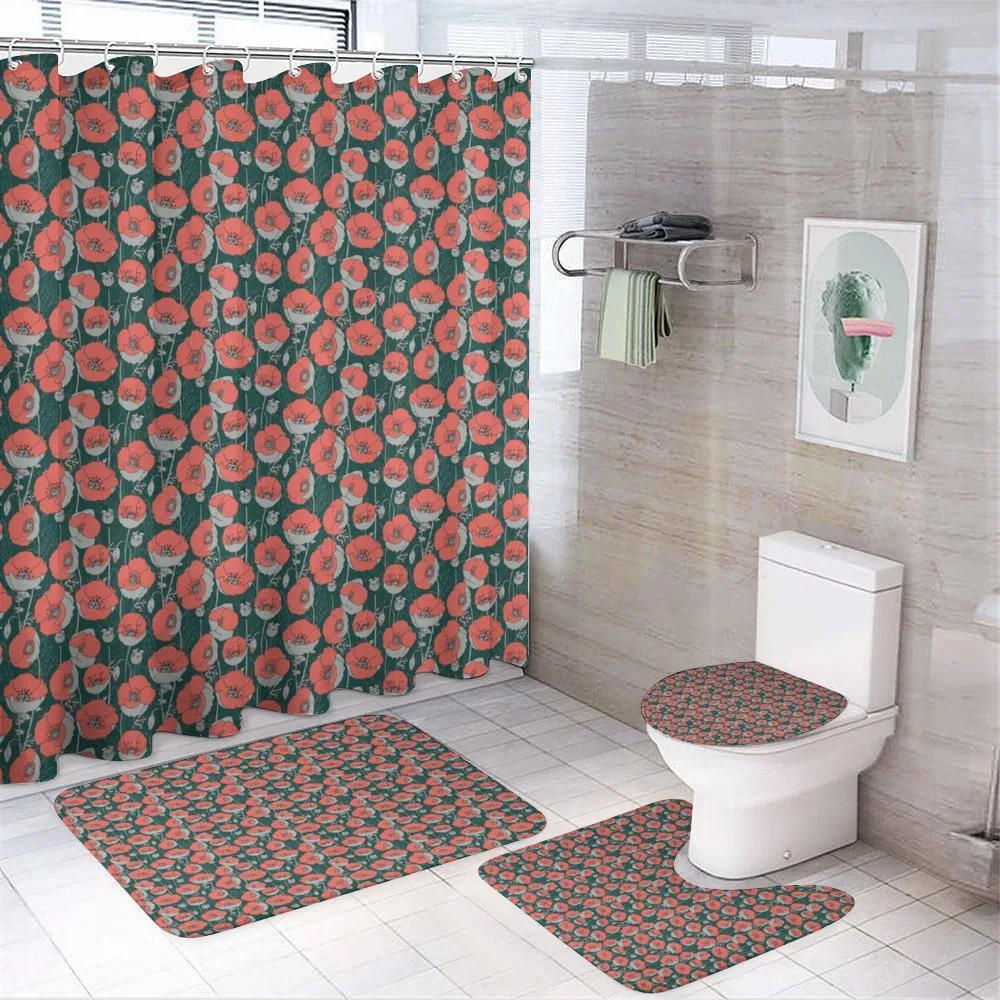 Forest Poppies Pattern — 4-Piece Bathroom Set preview