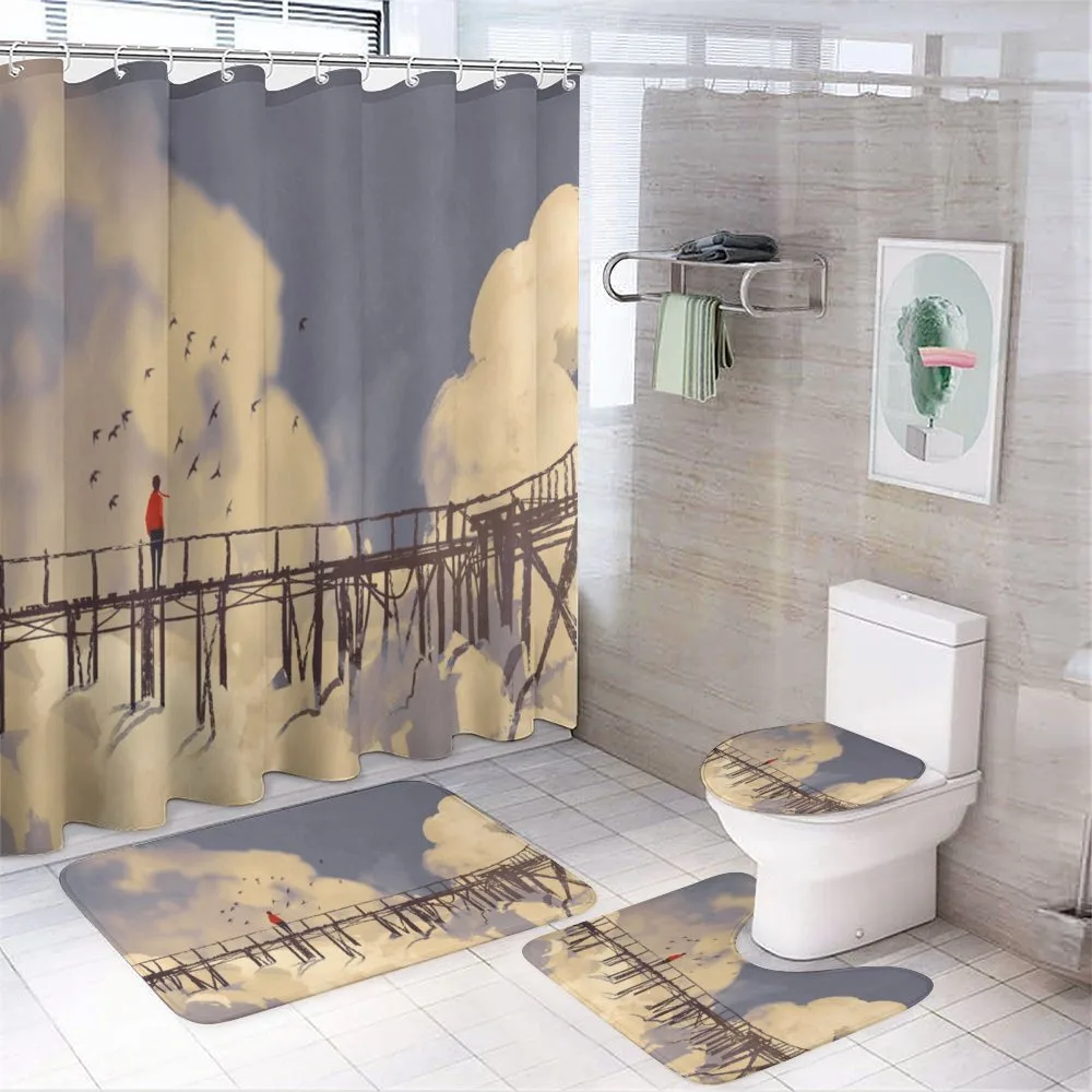 Man Standing on Bridge — 4-Piece Bathroom Set preview