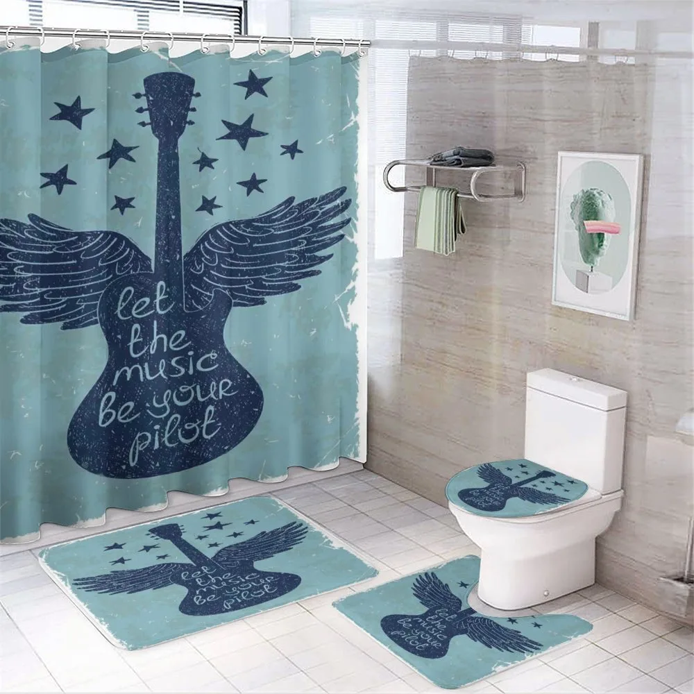 Music Guitar Wings Blue — 4-Piece Bathroom Set preview
