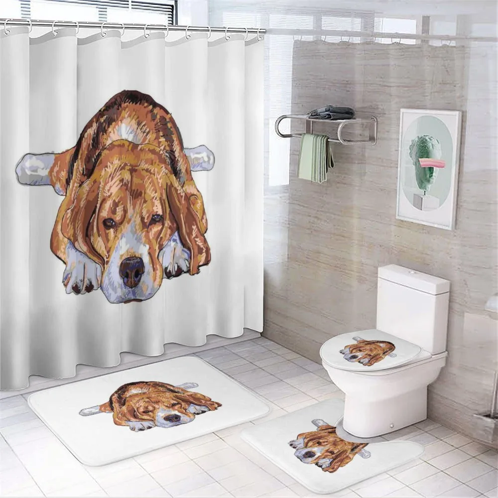 Old Dog Resting Sketch — 4-Piece Bathroom Set preview