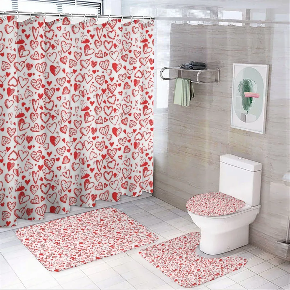 Red and White Sketch — 4-Piece Bathroom Set preview