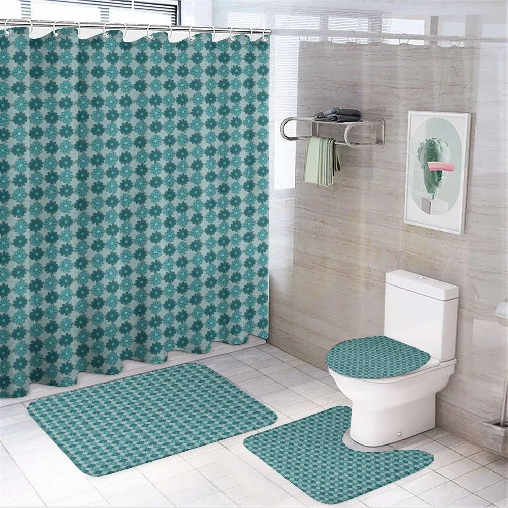 Simple Flowers in Dark Tones — 4-Piece Bathroom Set preview