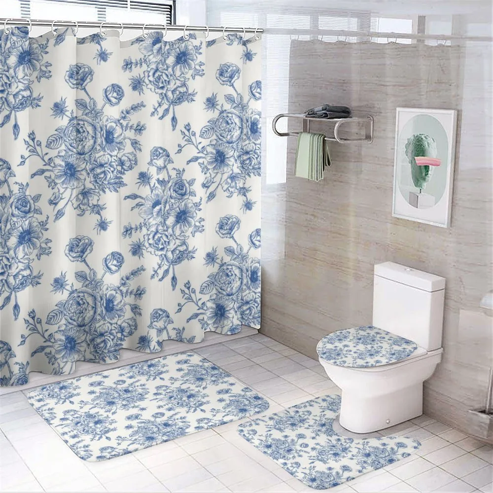 Blue Floral Corsage — 4-Piece Bathroom Set preview