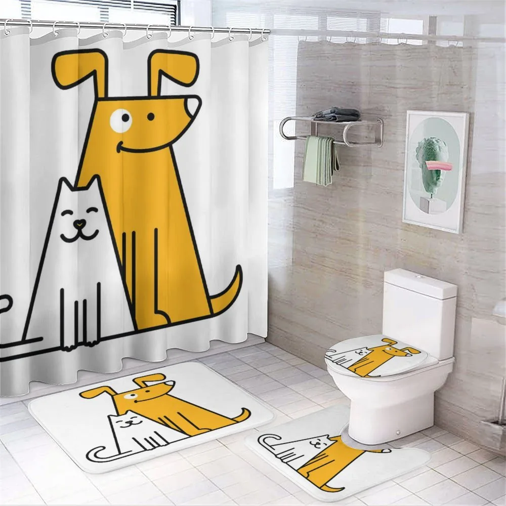 Cats and Dogs Friends — 4-Piece Bathroom Set preview