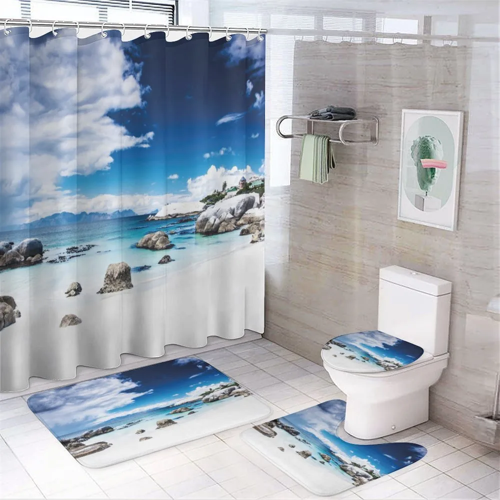 Digital Rocks and Ocean — 4-Piece Bathroom Set preview