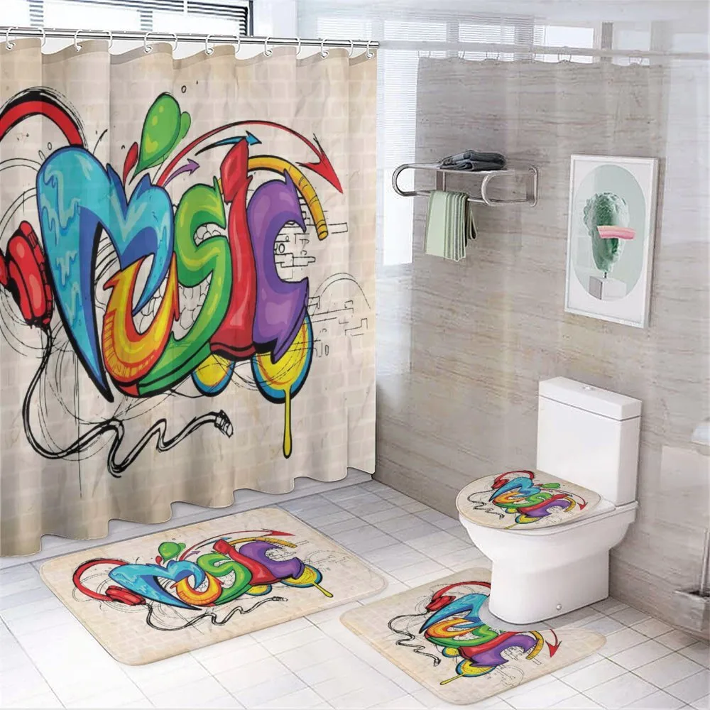 Music Graffiti Hip Hop — 4-Piece Bathroom Set preview