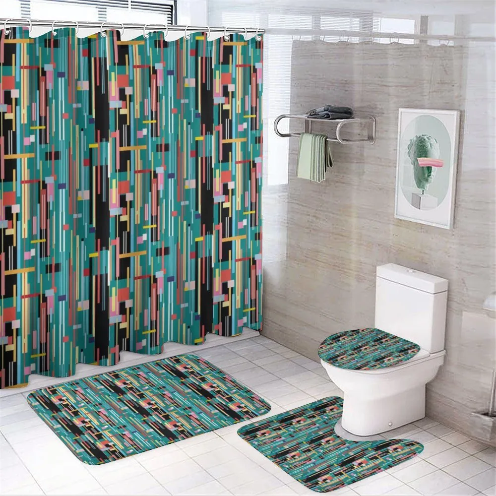 Quirky Modern Geometric Art — 4-Piece Bathroom Set preview